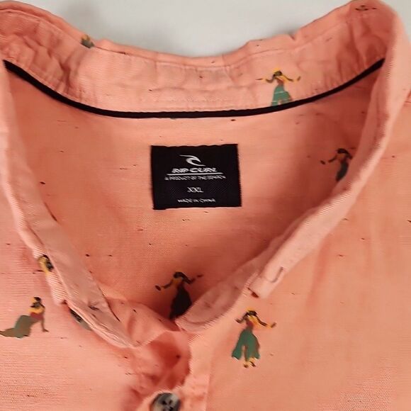 Rip Curl Mens XXL Shirt Short Sleeve Hula Girl Classic Fit Casual Button Down - Picture 3 of 9